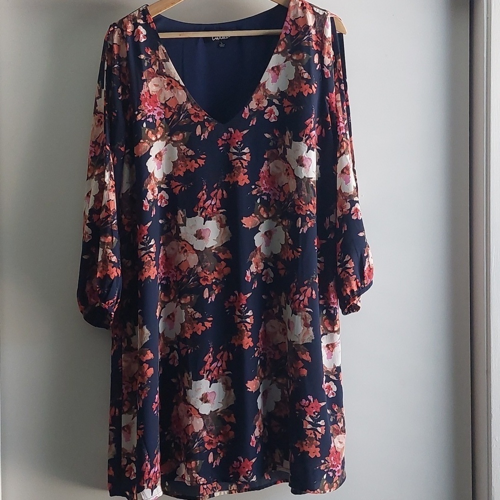 Lulu's Shifting Dears Navy Blue Floral Dress Size Large - Picture 5 of 8